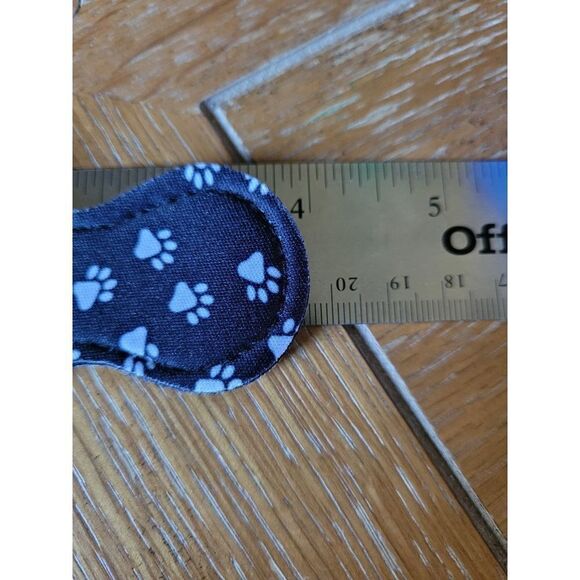 New Royal Black Paw Print Neoprene Chapstick Holder Key Chain and chapstick - Picture 3 of 3